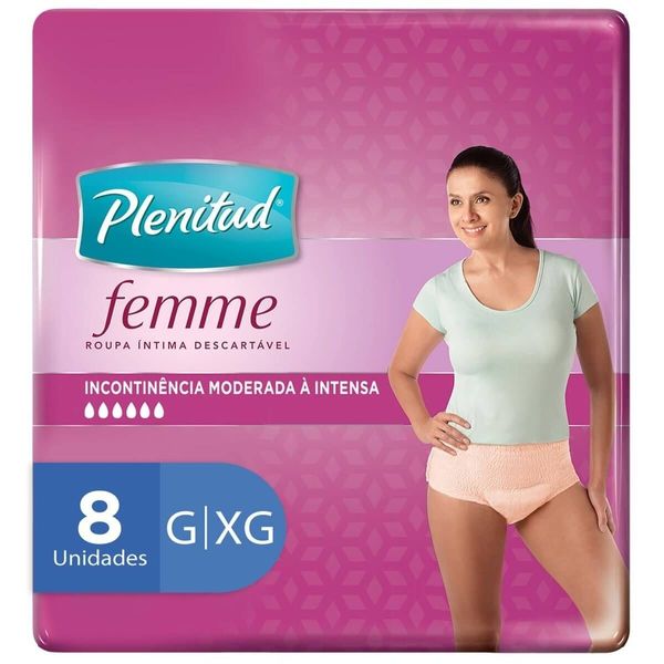 Roupa Íntima Descartável Plenitud Active Mulher G/XG 8 Unidades