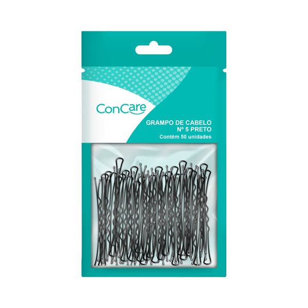 Grampos para Cabelo Concare N5 Preto 50 Unidades