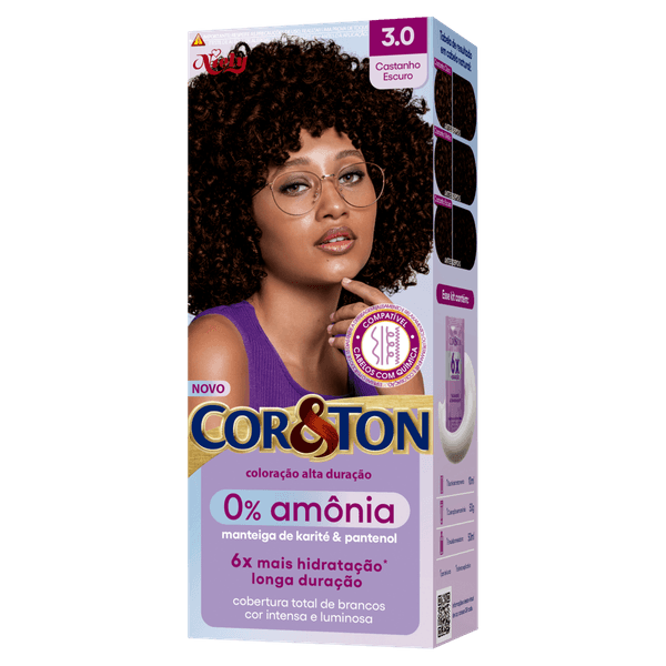 Tintura Cor & Ton 3.0 Castanho Escuro Sem Amônia