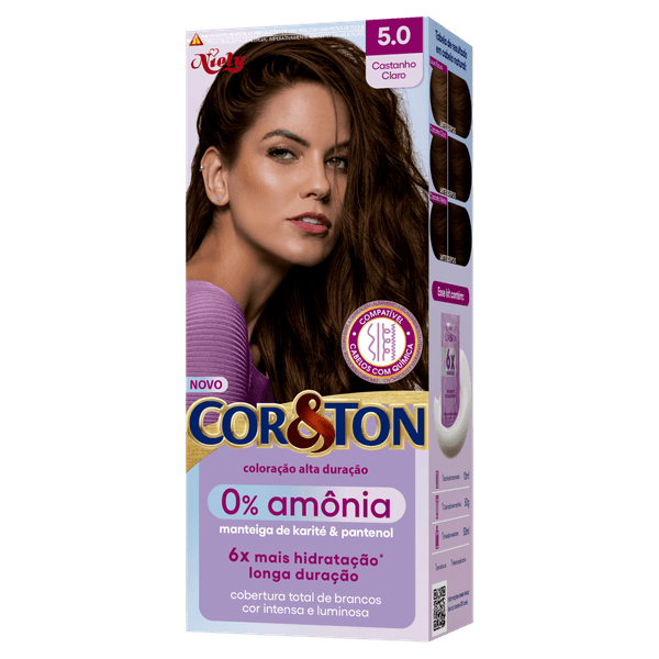 Tintura Cor & Ton 5.0 Castanho Claro Sem Amônia