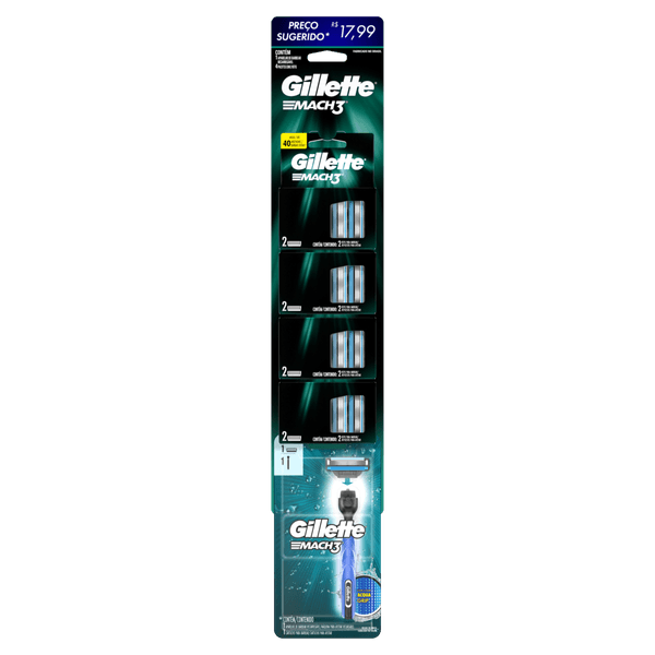 Kit Aparelho de Barbear Gillette Mach3 + 4 Cargas 2 Unidades
