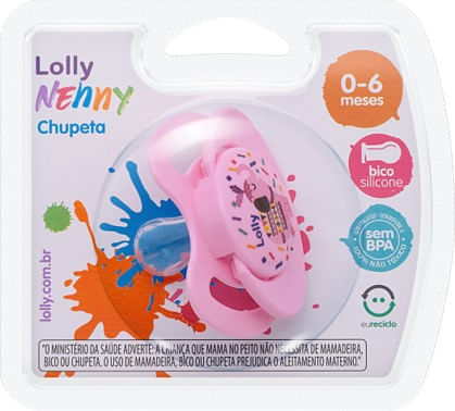 Chupeta Lolly Silicone Ortodôntica Rosa Tamanho 2 Ref 4015