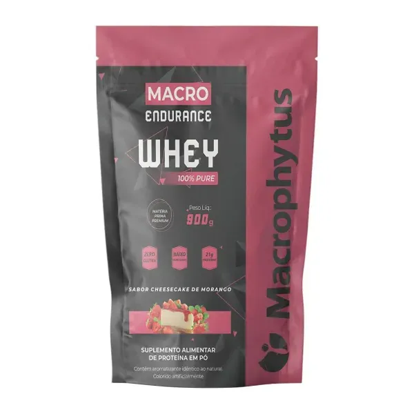 Whey Protein Macrophytus Sabor Cheesecake de Morango 900g