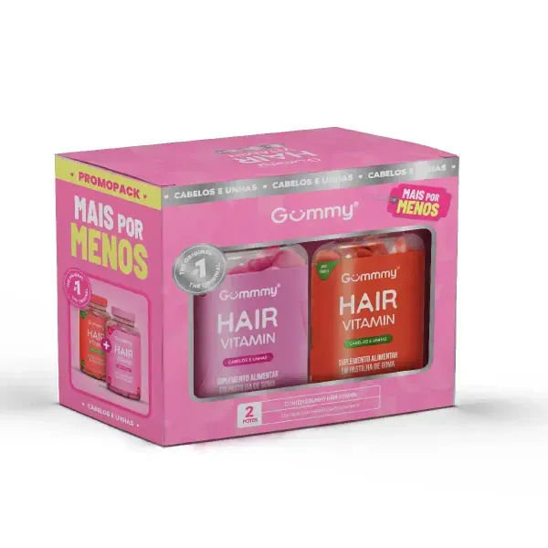 Kit Gummy Hair Melância 60 Gomas + Tutti Frutti 60 Gomas