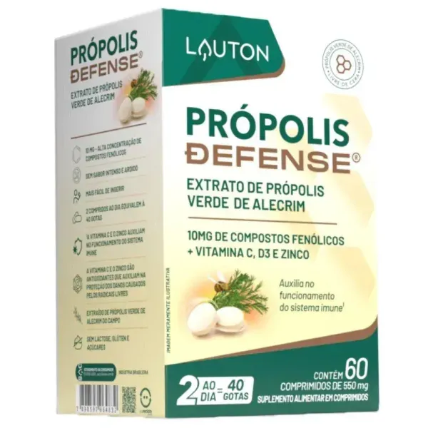 Própolis Defense Extrato de Própolis Verde de Alecrim mais Vitaminas 60 Comprimidos