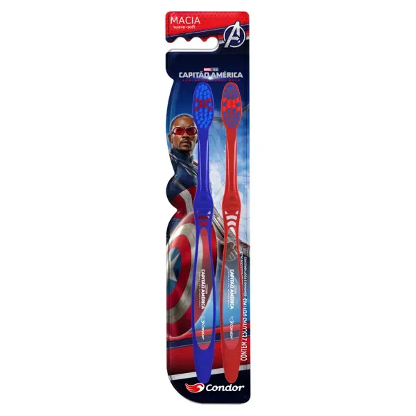 Kit Escova Dental Infantil Condor Capitão America 2 Unidades
