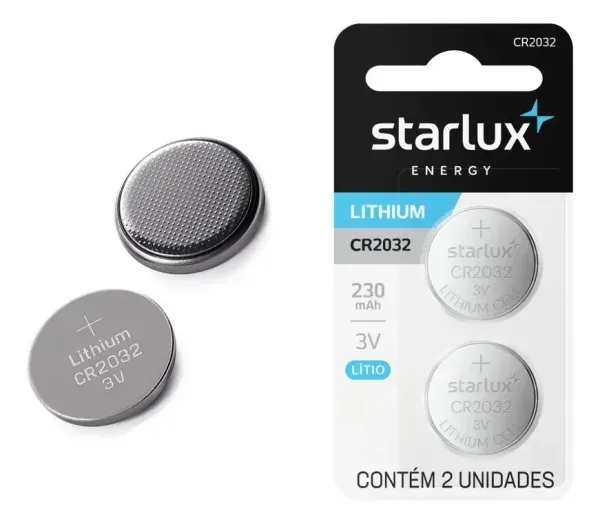 Bateria Satrlux Energy Lithium CR2032 230mAH 3V com 2 Unidades