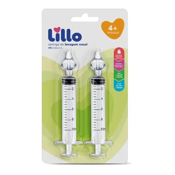 Kit Seringa Para Lavagem Nasal Lillo com Ponteira para Bebê 2 unidades
