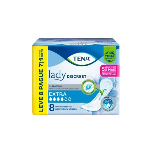 Absorvente Tena Lady Discreet Extra Leve 8 Pague 7