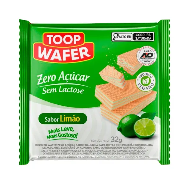 Biscoito Toop Wafer Limão Zero Açúcar 32g