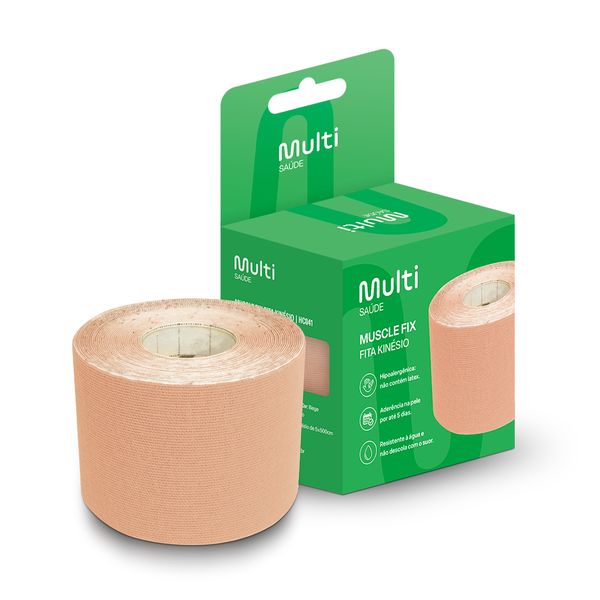 Bandagem Elástica Multilaser Kinesio Bege 5cm x 5m