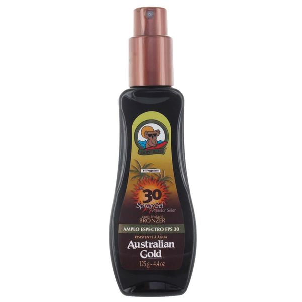 Protetor Solar Australian Gold FPS30 Instant Bronzer Amplo Expectro Spray Gel 125ml Protetor Solar Australian Gold Bronzer FPS30 Frasco 125ml