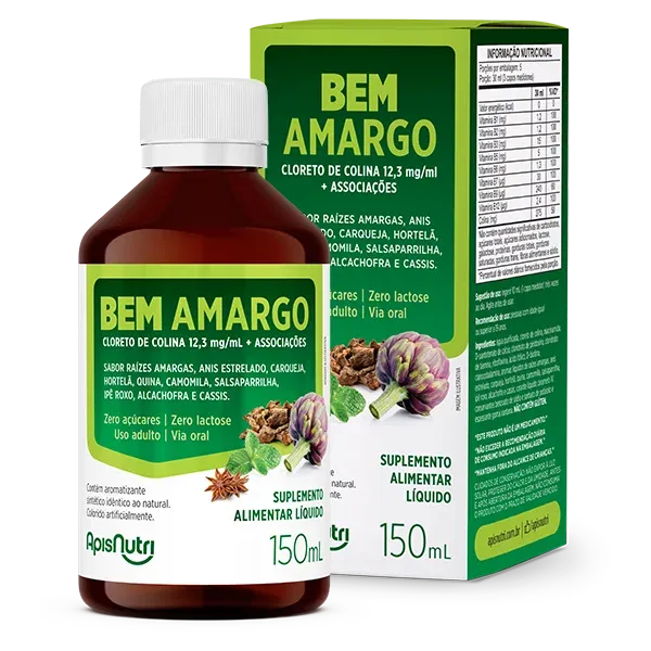 Bem Amargo Vitamina B12 Cloreto de Colina 12,3mg/ml Apisnutri Frasco 150ml